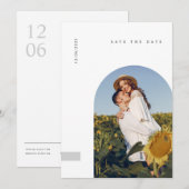 Modern Minimalist Typography Photo Wedding Save The Date (Voorkant / Achterkant)
