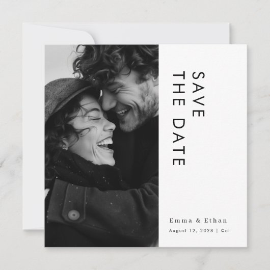 Modern minimalist Typography Photo Wedding Save The Date (Voorkant)
