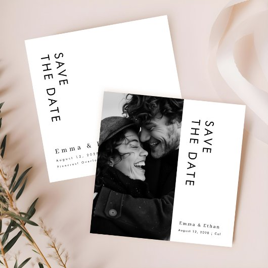 Modern minimalist Typography Photo Wedding Save The Date