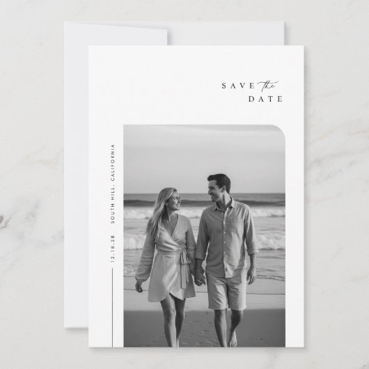 Modern minimalist Typography Photo Wedding Save The Date (Voorkant)