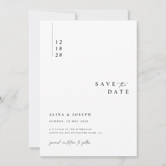 Modern minimalist Typography Photo Wedding Save The Date (Achterkant)