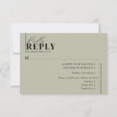 Modern minimalist Typography Wedding Green Meal RSVP Kaartje (Voorkant)
