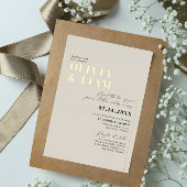 Modern minimalist Typography Wedding Taupe Gold Folie Uitnodiging