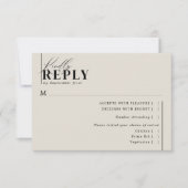 Modern minimalist Typography Wedding Taupe Meal RSVP Kaartje (Voorkant)