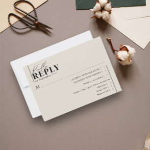 Modern minimalist Typography Wedding Taupe Meal RSVP Kaartje