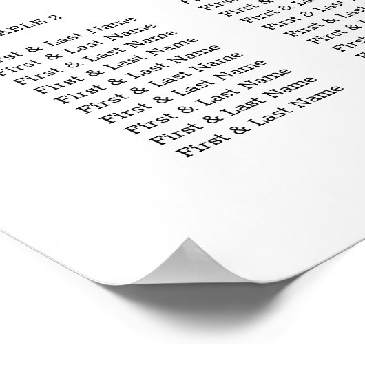 Modern minimalist up to 15 tables seating plan poster (Hoek)