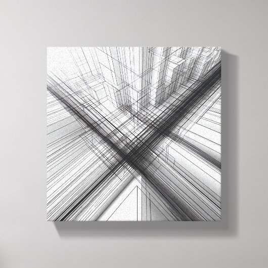 Modern Minimalist Urban Wireframe - Abstract 3D Canvas Afdruk (Voorkant)
