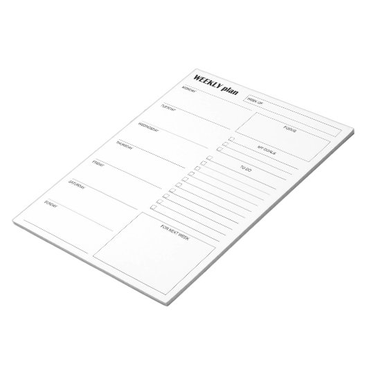 Modern Minimalist Vertical Weekly Planner & Goals Notitieblok (Schuin)