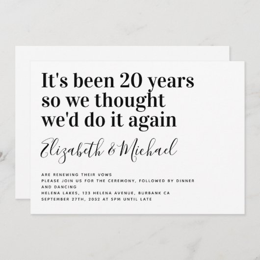 Modern minimalist Vow Renewal Kaart (Voorkant / Achterkant)