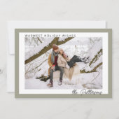 Modern Minimalist Warm Sage Green Photo Christmas Feestdagenkaart (Voorkant)