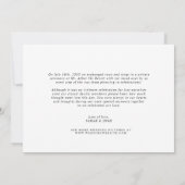 Modern minimalist We hebben het script bruiloft ui Aankondiging (Achterkant)