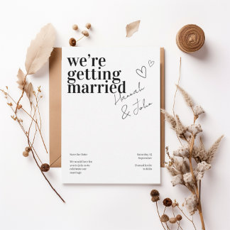 Modern Minimalist “We’re Getting Married” Kaart