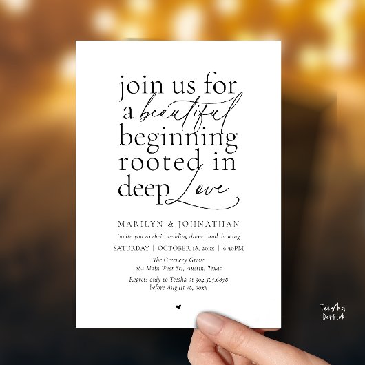 Modern Minimalist Wedding Beautiful Love Dinner Kaart