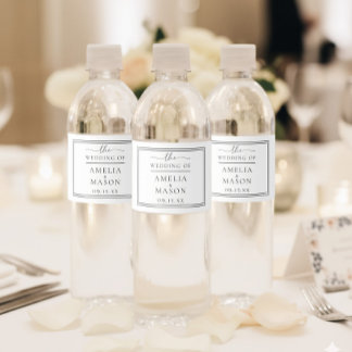 Modern Minimalist Wedding Black and White Waterfles Etiket