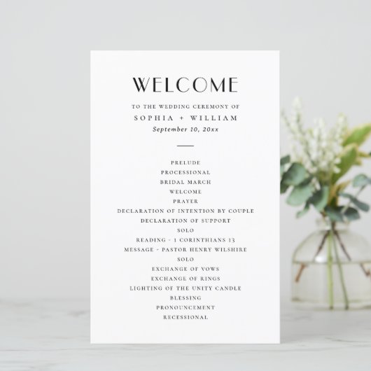 Modern Minimalist Wedding | Black & White Program (Staand voorkant)
