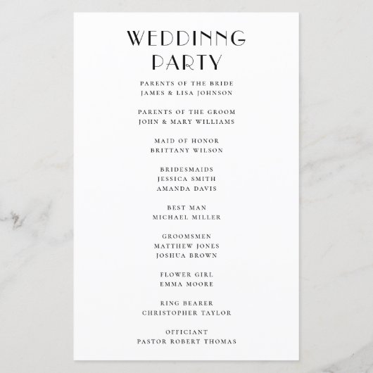 Modern Minimalist Wedding | Black & White Program (Achterkant)
