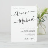 Modern minimalist Wedding Black White Typography Kaart (Staand voorkant)