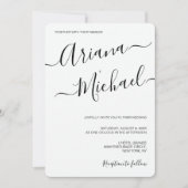 Modern minimalist Wedding Black White Typography Kaart (Voorkant)