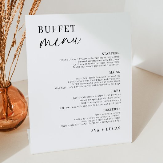 Modern Minimalist Wedding Buffet Menu Reclamebord Met Voetstuk