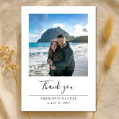 Modern Minimalist Wedding Destination Beach Photo Bedankkaart