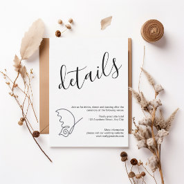 Modern Minimalist Wedding Details Card Kaart