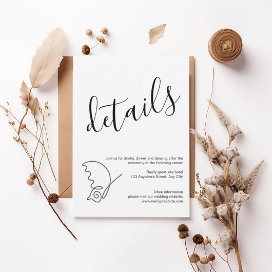 Modern Minimalist Wedding Details Card Kaart