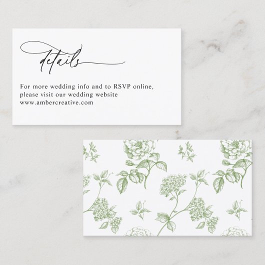 Modern Minimalist Wedding Details Enclosure Card Visitekaartje (Voorkant / Achterkant)