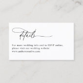Modern Minimalist Wedding Details Enclosure Card Visitekaartje (Voorkant)