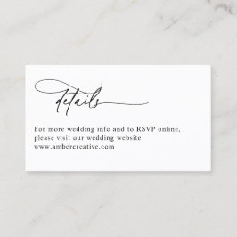 Modern Minimalist Wedding Details Enclosure Card Visitekaartje