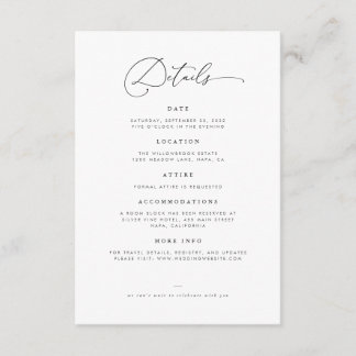 Modern Minimalist Wedding Details Enclosure Informatiekaartje