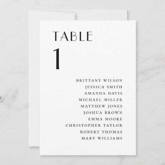 Modern Minimalist Wedding | Elegant Seating Chart Kaart (Voorkant)