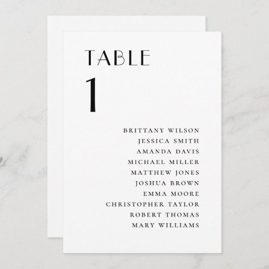 Modern Minimalist Wedding | Elegant Seating Chart Kaart (Voorkant / Achterkant)