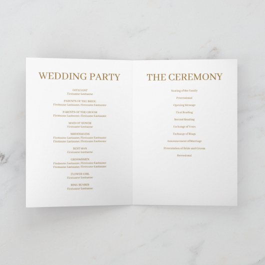 Modern minimalist Wedding Folded Program Programma (Binnen)