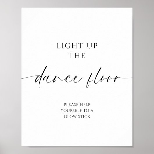 Modern Minimalist Wedding Glow Stick Poster (Voorkant)