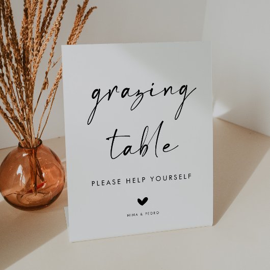 Modern Minimalist Wedding Grazing Table Reclamebord Met Voetstuk
