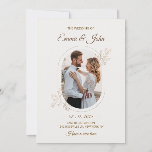 Modern Minimalist Wedding Invitation Kaart (Voorkant)