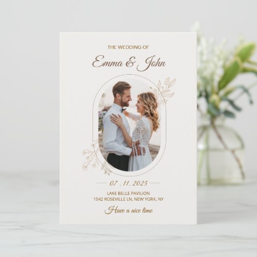 Modern Minimalist Wedding Invitation Kaart (Staand voorkant)