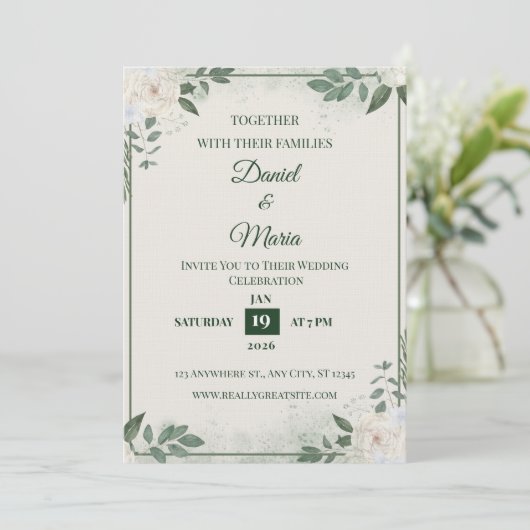 Modern Minimalist Wedding Invitation Template Kaart (Staand voorkant)