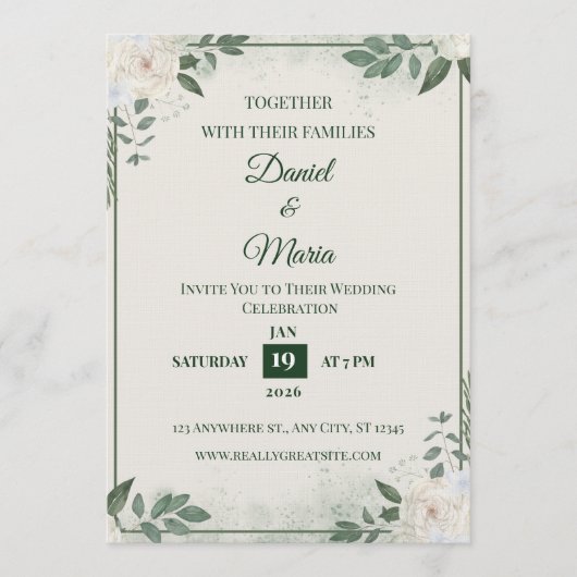 Modern Minimalist Wedding Invitation Template Kaart (Voorkant)