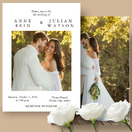 Modern Minimalist Wedding invitation with 2 photos Kaart