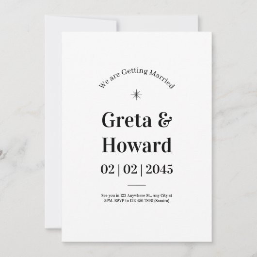 Modern Minimalist Wedding Invitation with star Kaart (Voorkant)