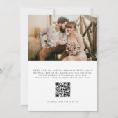 Modern Minimalist Wedding Photo QR Code  Kaart (Achterkant)