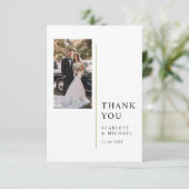 Modern Minimalist Wedding Photo With Note Bedankkaart (Staand voorkant)