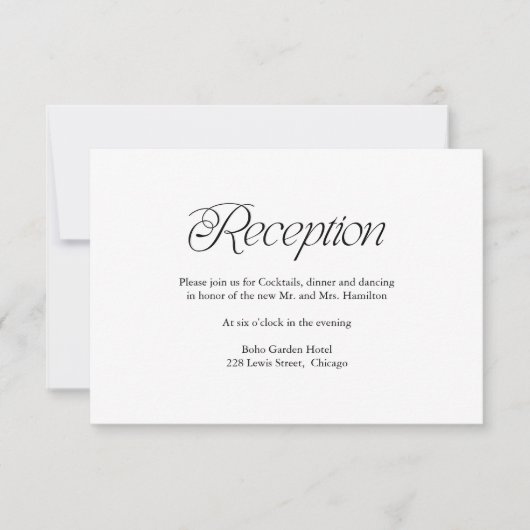 Modern Minimalist Wedding Reception Insert Card RSVP Kaartje (Voorkant)