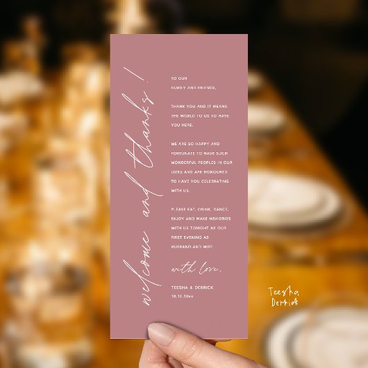 Modern Minimalist Wedding Reception Thank You Card Programmakaart
