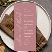 Modern Minimalist Wedding Reception Thank You Card Programmakaart