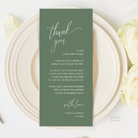 Modern Minimalist Wedding Reception Thank You Card Programmakaart