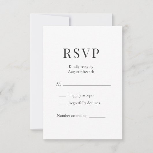 Modern Minimalist Wedding RSVP  (Voorkant)