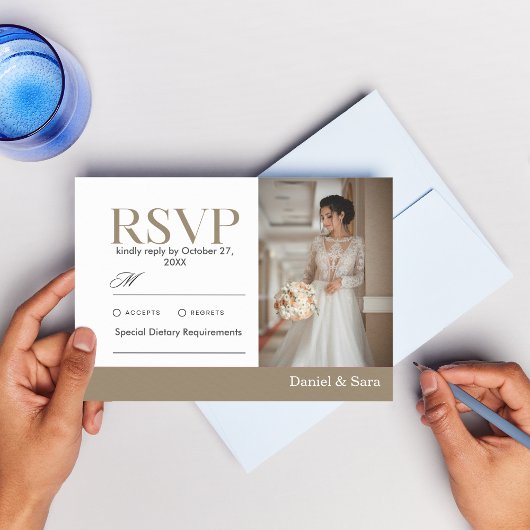 Modern Minimalist Wedding RSVP Card with Photo