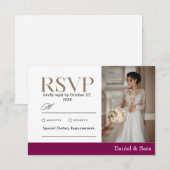 Modern Minimalist Wedding RSVP Card with Photo (Voorkant / Achterkant)